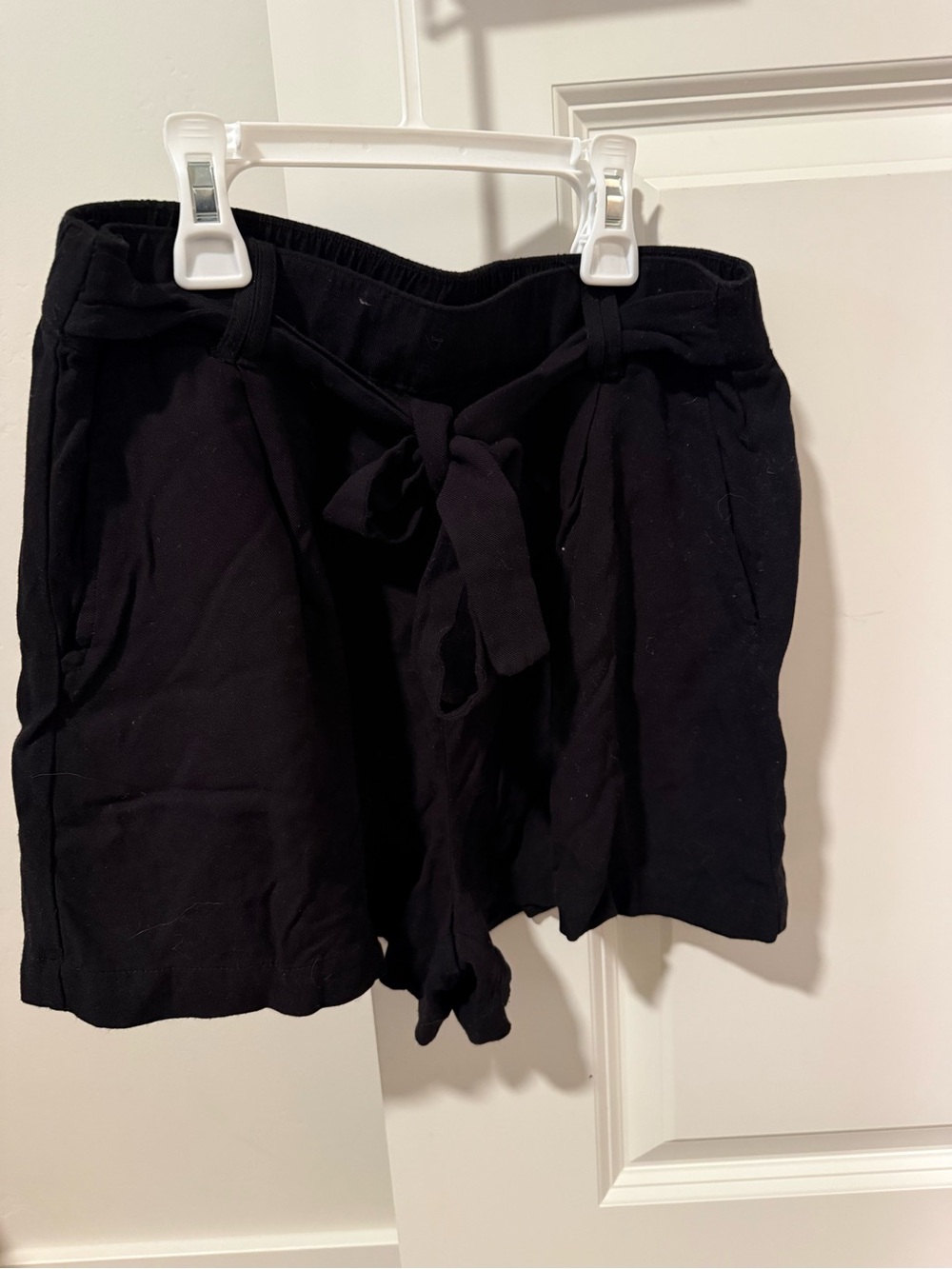 High-Waist Black Tie-Front Women’s Shorts